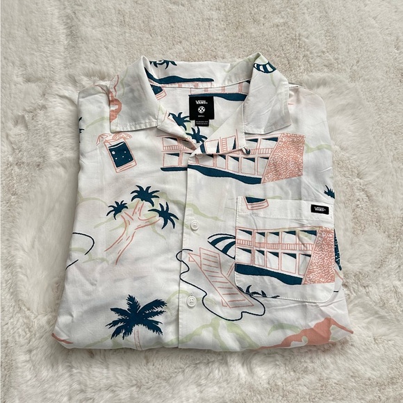 Vans Scenic White Short Sleeve Button Up Shirt, Size S - Picture 8 of 8